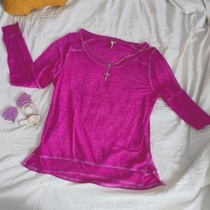 Boat Neck Sweater | Free Society | Fuchsia